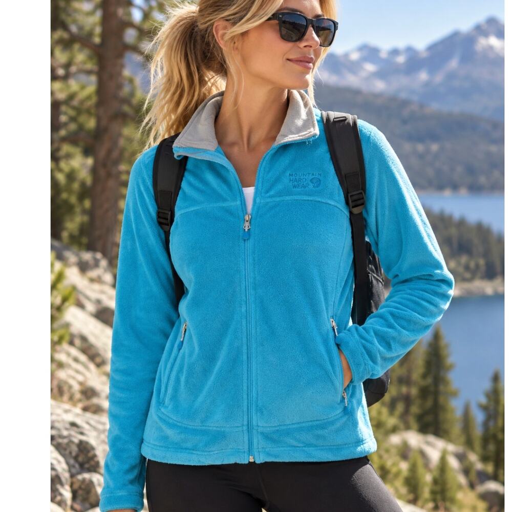 Mountain Hardwear Pyxis Fleece Jacket Women Blue Turquoise Full Zip Gorpcore